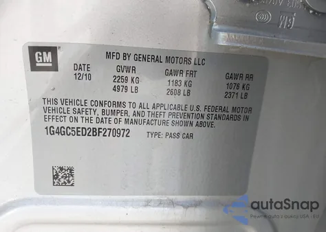 2011 Buick Lacrosse Cxl из США, поврежденный, VIN 1G4GC5ED2BF270972